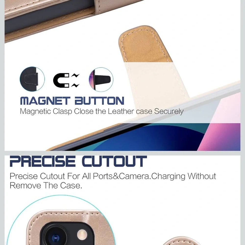 Ara Champagne Gold iPhone 13 Case with Card Holder